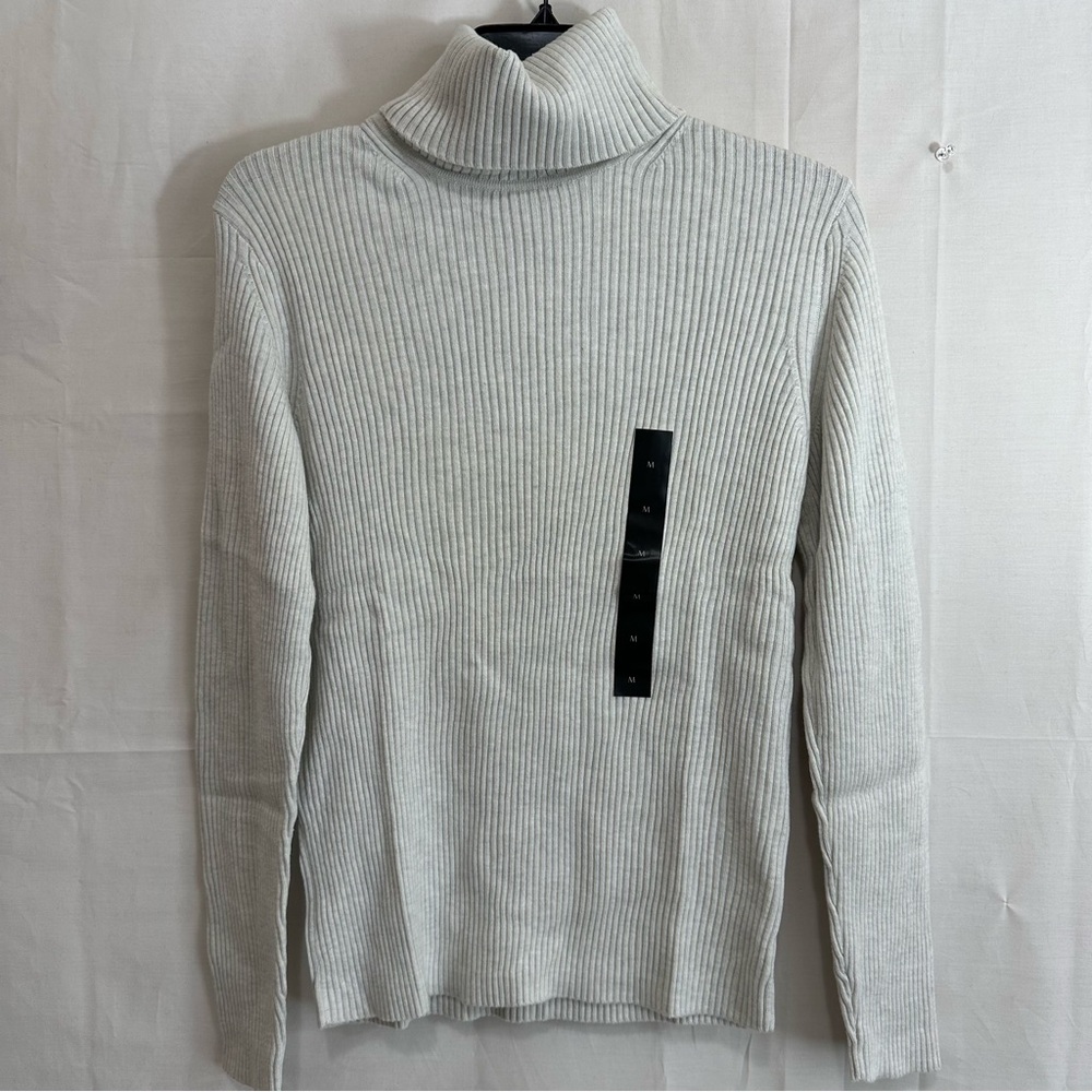 Banana Republic Women’s Modal Long Sleeve Textured Turtleneck Sweater Cream Med